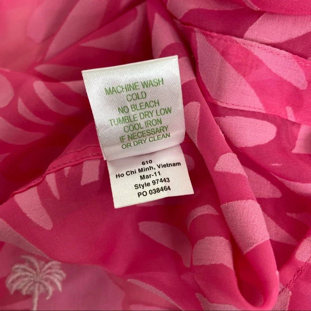 Lilly Pulitzer pink retro sheer floral collared top. XS - Picture 10 of 11